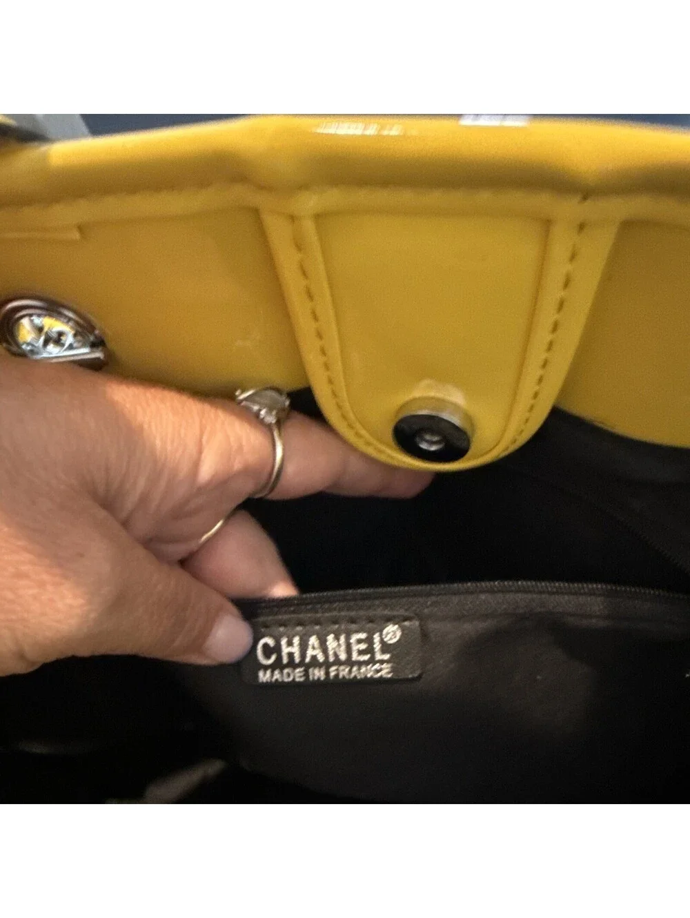 CHANEL Yellow Tote Bag Chain Strap Top Handles Magnetic Close 31 Rue Cambon